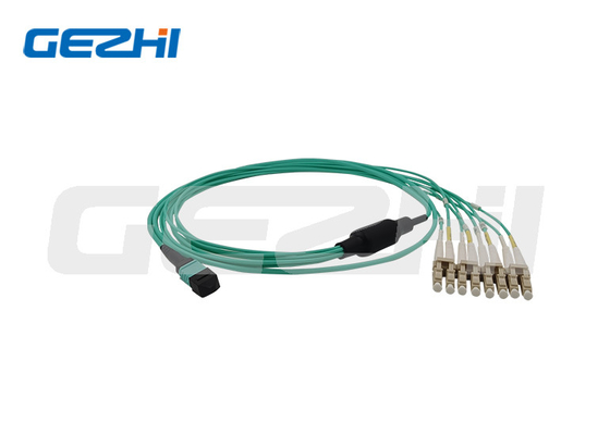 LC 8/12繊維OM3 50/125のマルチモード・ファイバの視覚のパッチ・コードのブレイクアウト ケーブルへのMPO